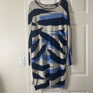 INC International Concepts Sweater Dress Womens Camuflaje Blue  Zip Long Sleeve